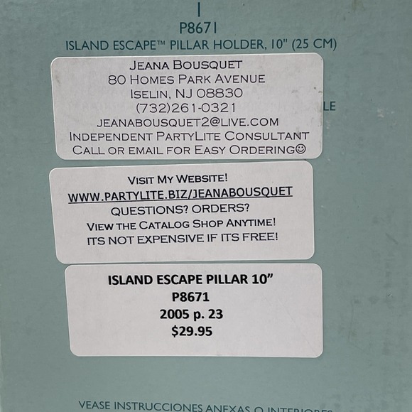 PartyLite Island Escape‎ Pillar Candle Holder New in Box Tropical Coastal Decor - Picture 3 of 11